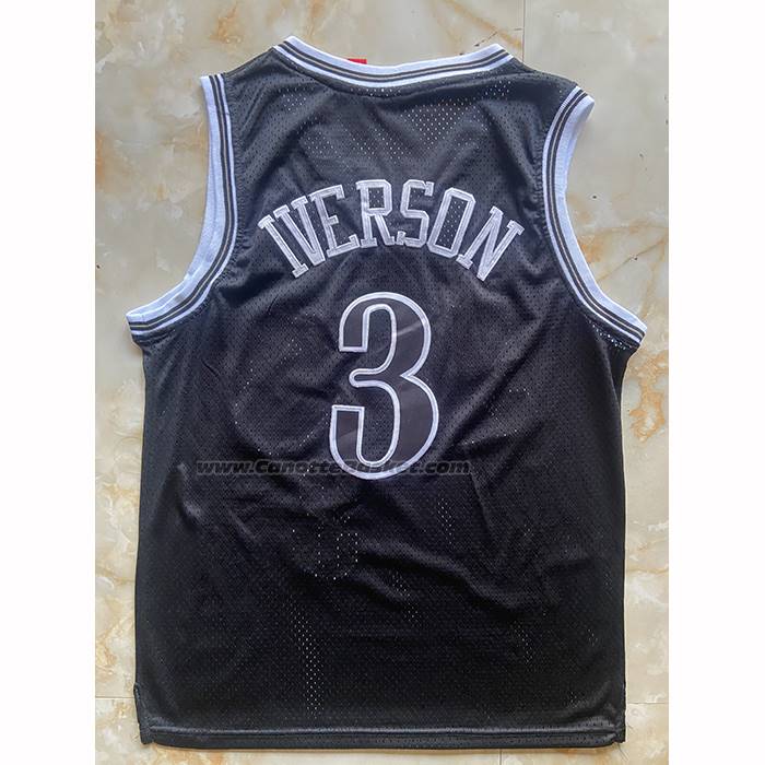 Maglia Philadelphia 76ers Allen Iverson No 3 Mitchell & Ness 1997-98 Nero2